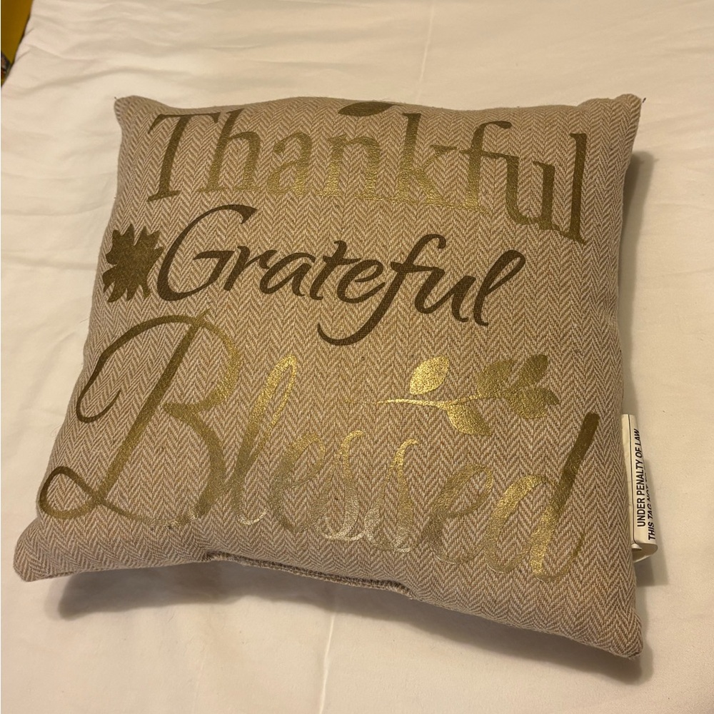Thankful Grateful Blessed Fall Throw Pillow